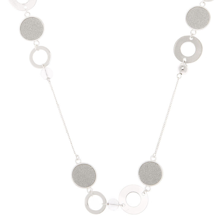 Silver Disk Long Necklace,