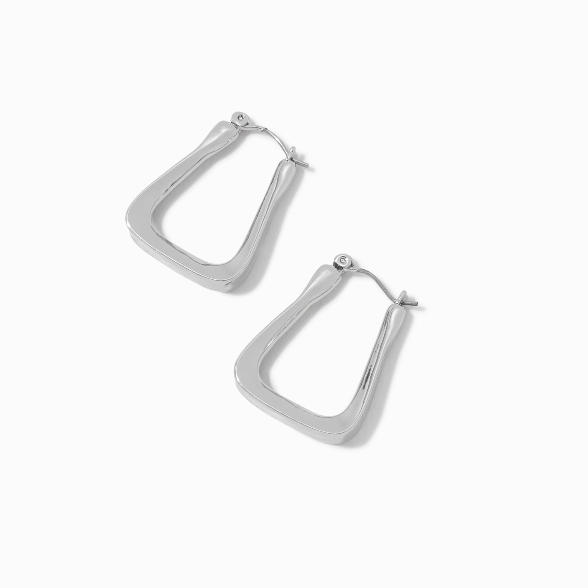View Claires Tone Triangular Oval 30MM Hoop Earrings Silver information