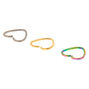 Titanium 16G Mixed Anodized Heart Cartilage Hoop Earrings - 3 Pack,