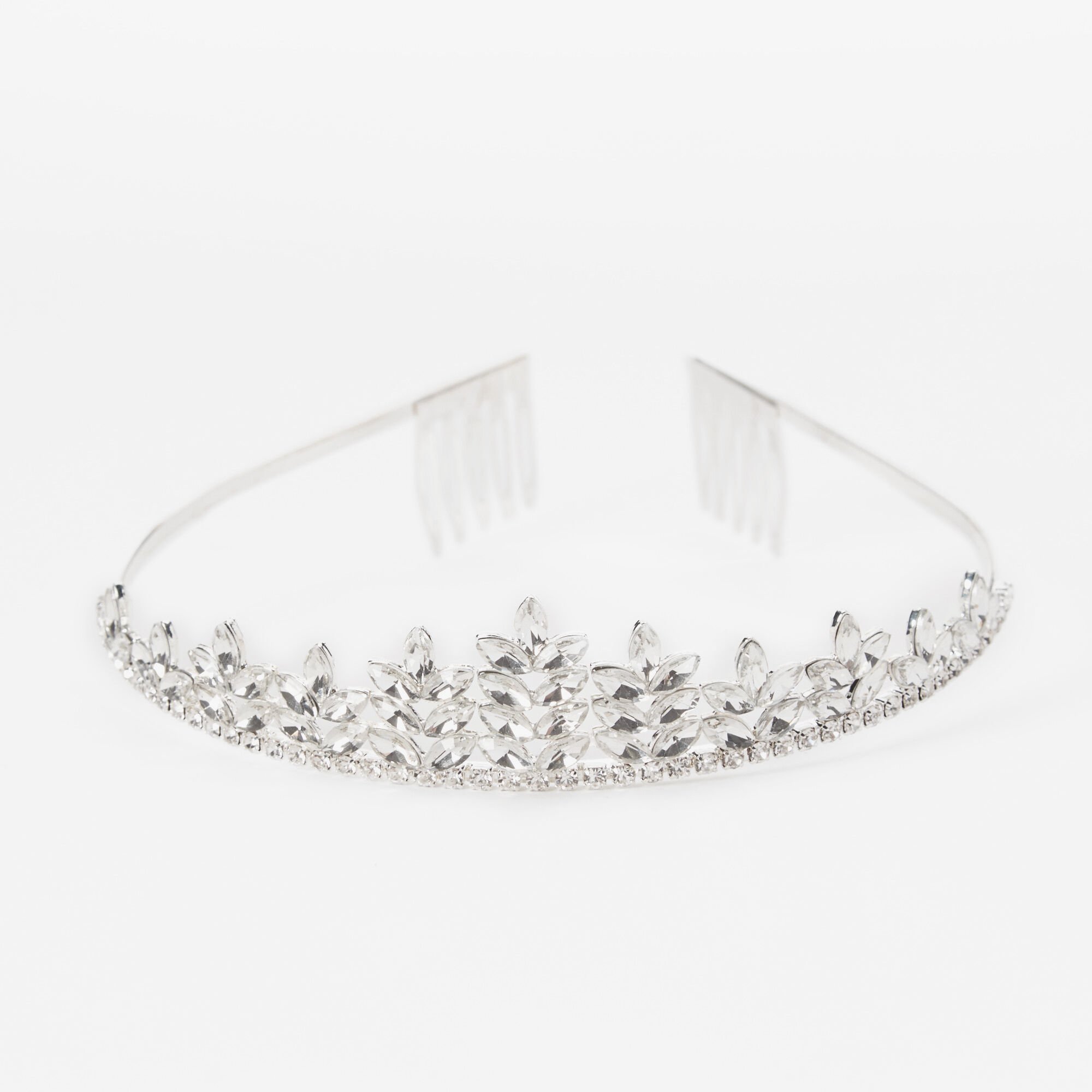 Silver Rhinestone Leaf Tiara,
