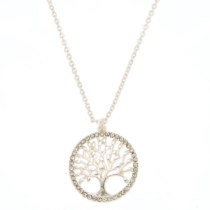 Collier &agrave; pendentif arbre de vie couleur argent&eacute;,