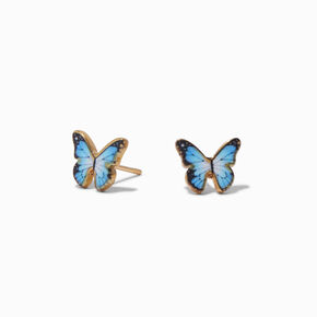 C LUXE by Claire&#39;s 18kt Gold Plated Blue Monarch Butterfly Stud Earrings,