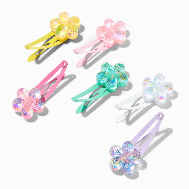 Claire&#39;s Club Pastel Sequin Flower Snap Hair Clips - 6 Pack,