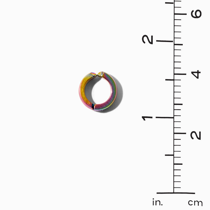 Rainbow 10MM Clip On Huggie Hoop Earrings,