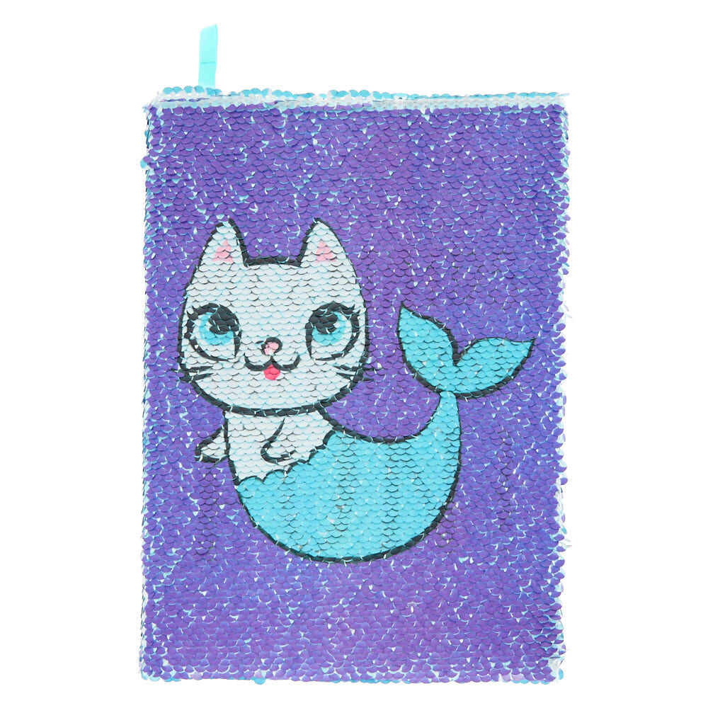 Journal intime à sequins réversibles chat sirène,