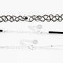 Silver Butterfly Charm &amp; Black Tattoo Choker Necklaces - 3 Pack,