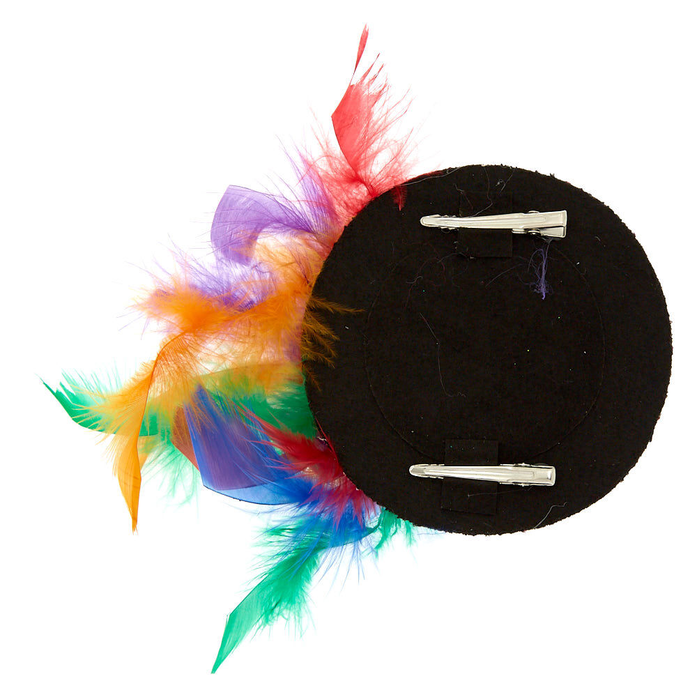 Rainbow Glitter Feather Mini Hat Hair Clip,
