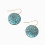 Gold-tone Patina Round Disc 1&quot; Drop Earrings,