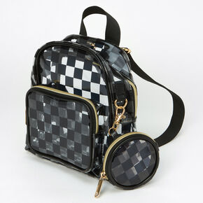 Black Checkerboard Clear Small Backpack,