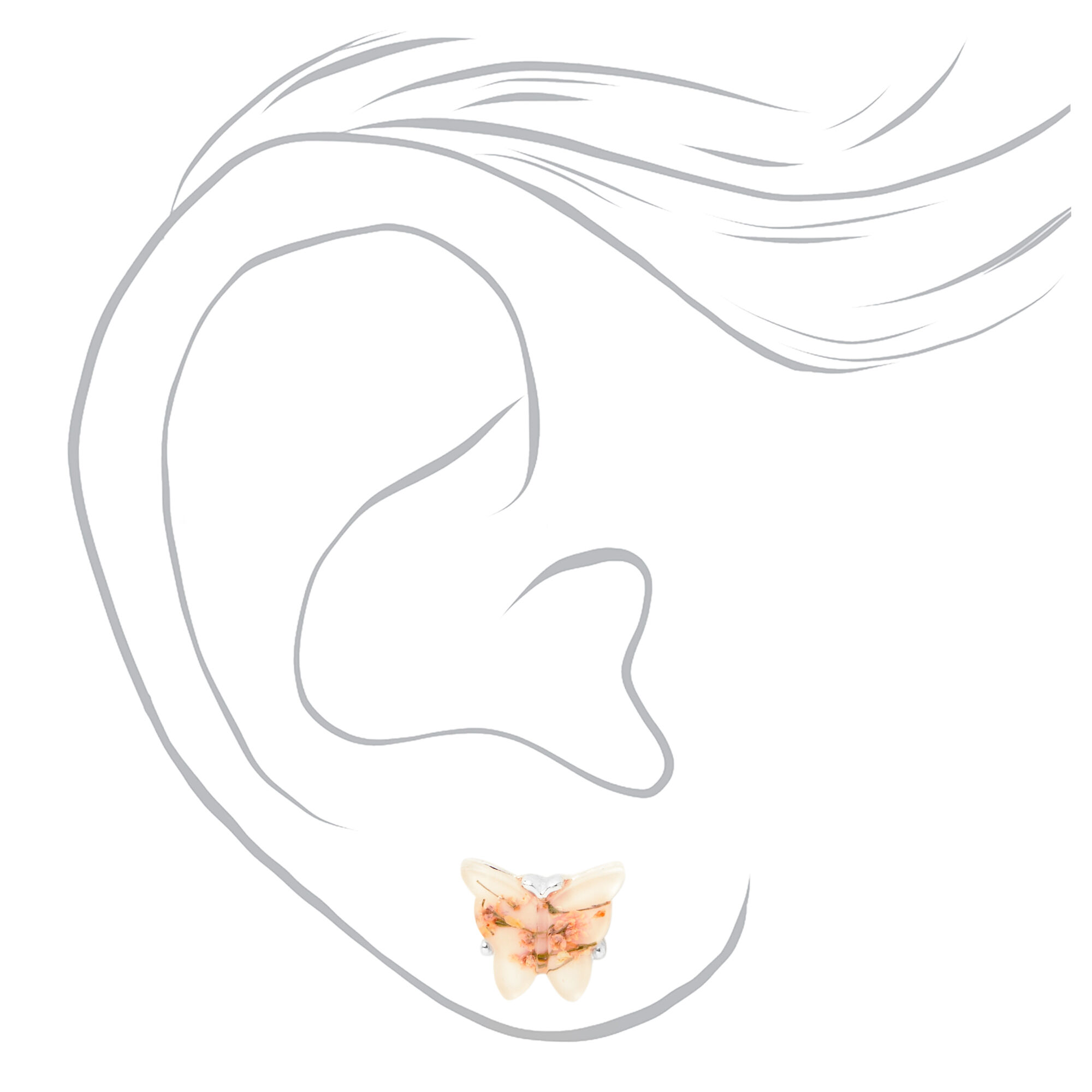 Floral Resin Butterfly Stud Earrings,