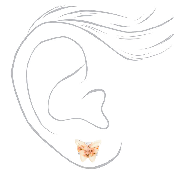 Floral Resin Butterfly Stud Earrings,