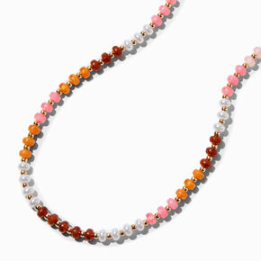 Collier perl&eacute; tons chauds couleur dor&eacute;e,