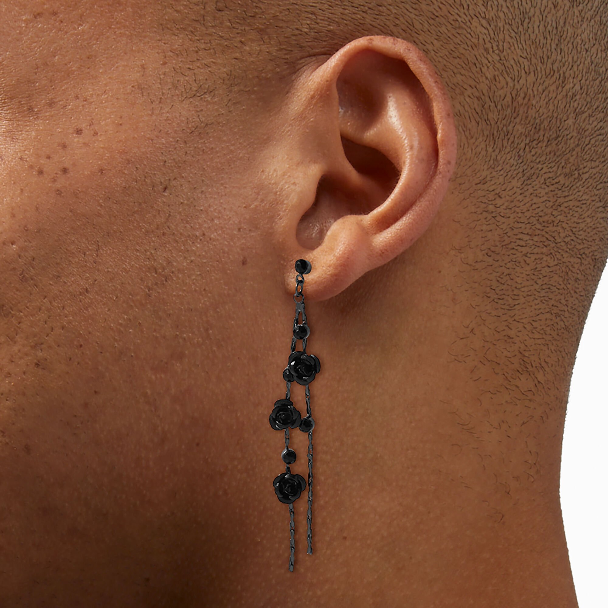 Black Rose Vines 3" Drop Earrings