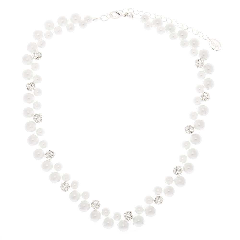 Silver Pearl Statement Necklace,