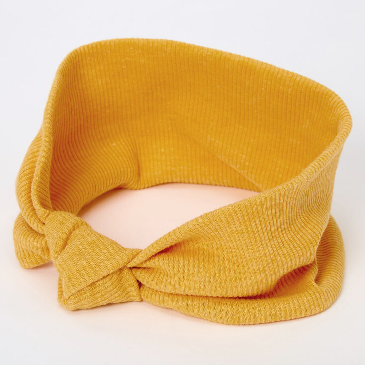 Ribbed Knotted Headwrap - Mustard,