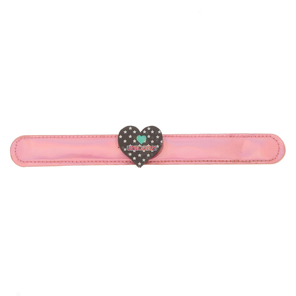 Bracelet enrouleur cœur et licorne holographique rose,