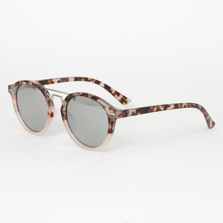 Brown &amp; Gray Tortoiseshell Round Sunglasses,