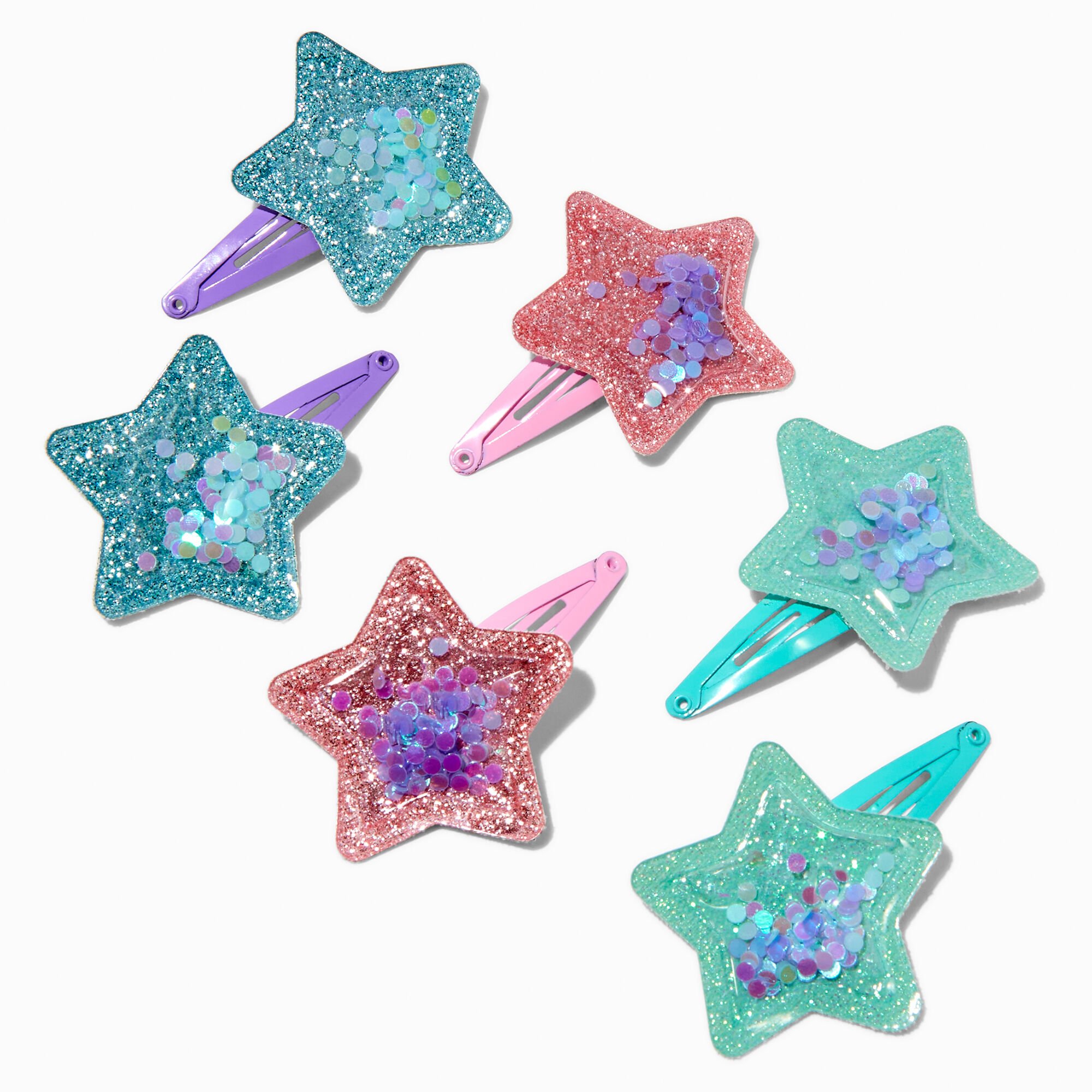 View Claires Club Mermaid Star Shaker Snap Hair Clips 6 Pack information