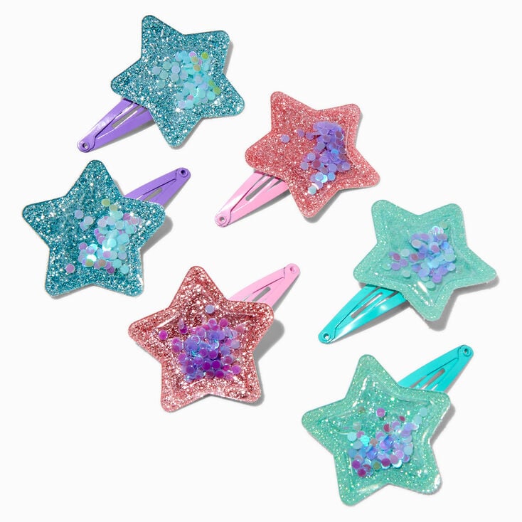 Claire's Club Mermaid Star Shaker Snap Hair Clips - 6 Pack