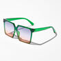Emerald Green Faded Lens Shield Sunglasses,