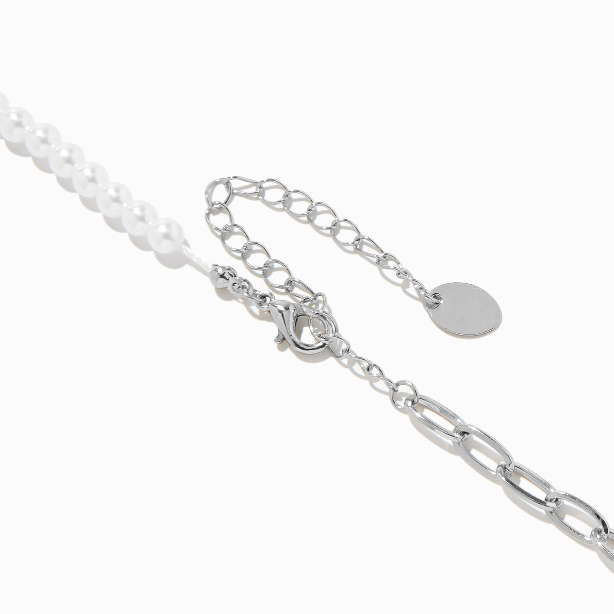 Silver & Pearl Cross Necklace & Drop Earrings Set - 2 Pack,