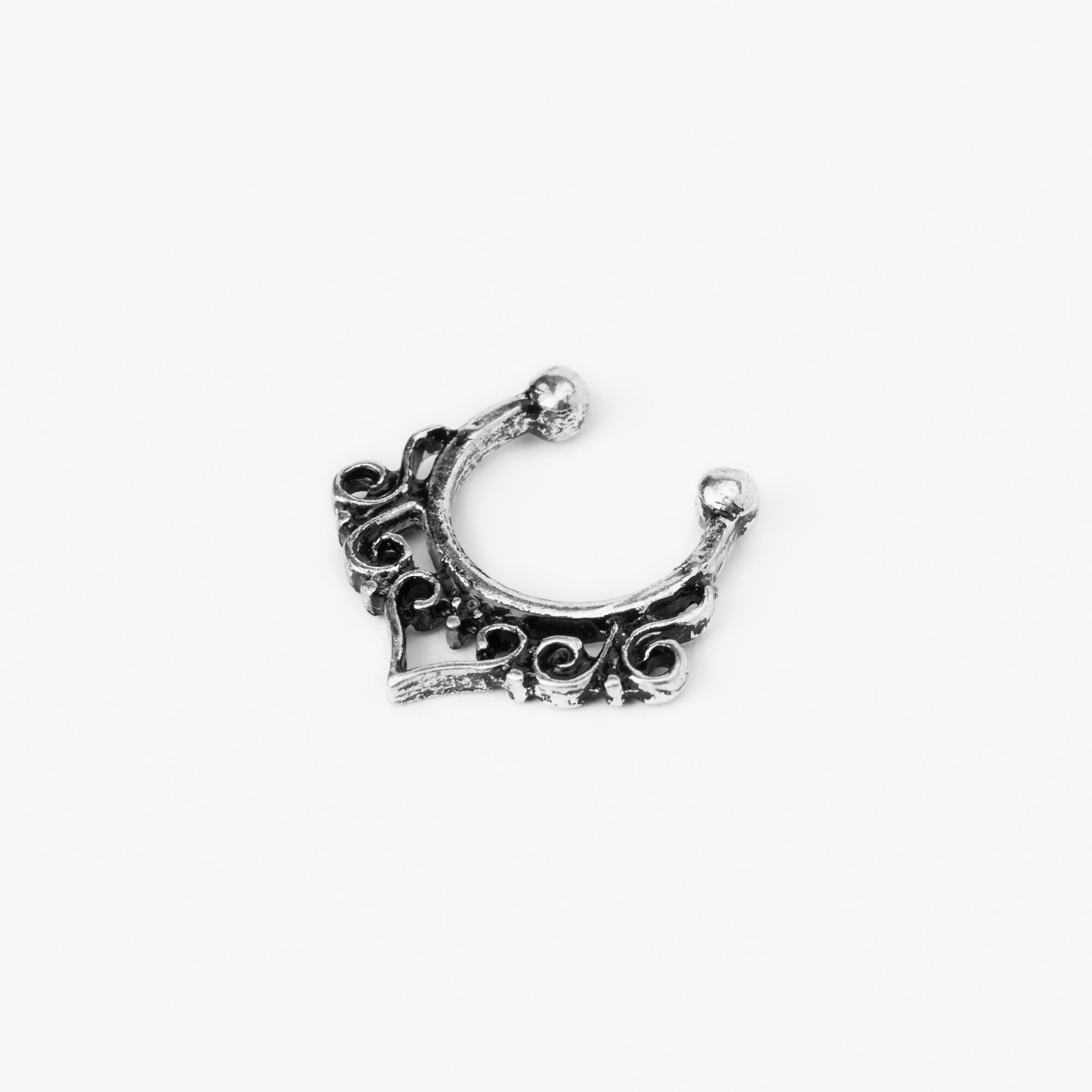View Claires Tone Faux Boho Septum Nose Ring Silver information