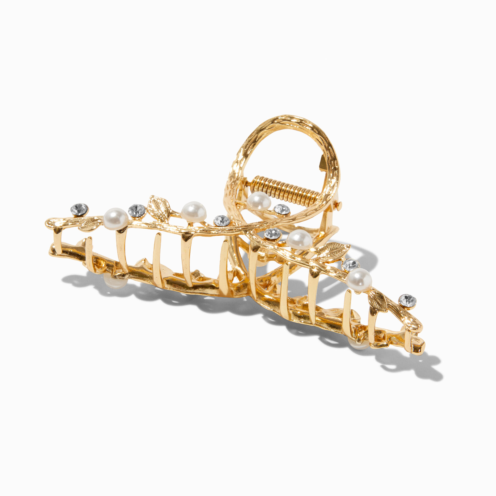 View Claires Tone Embellished Pearl Branch Hair Claw Gold information