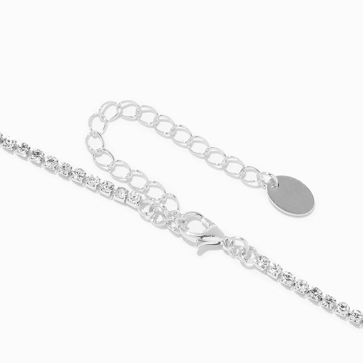 Silver Crystal Leaf Y-Neck Necklace &amp; Drop Earrings Set - 2 Pack,