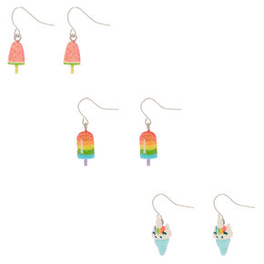 1&quot; Rainbow Glitter Popsicle Drop Earrings - 3 Pack,
