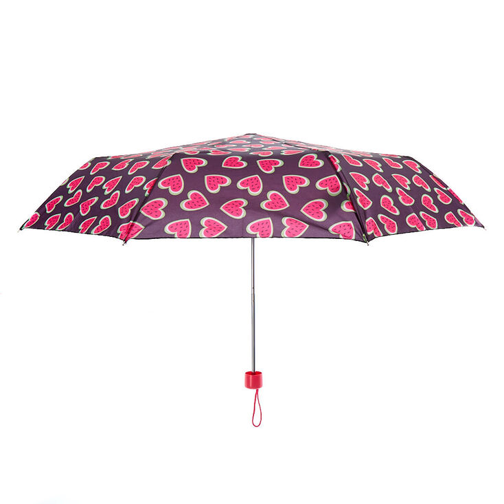 Claire's Parapluie noir avec cœurs pastèques