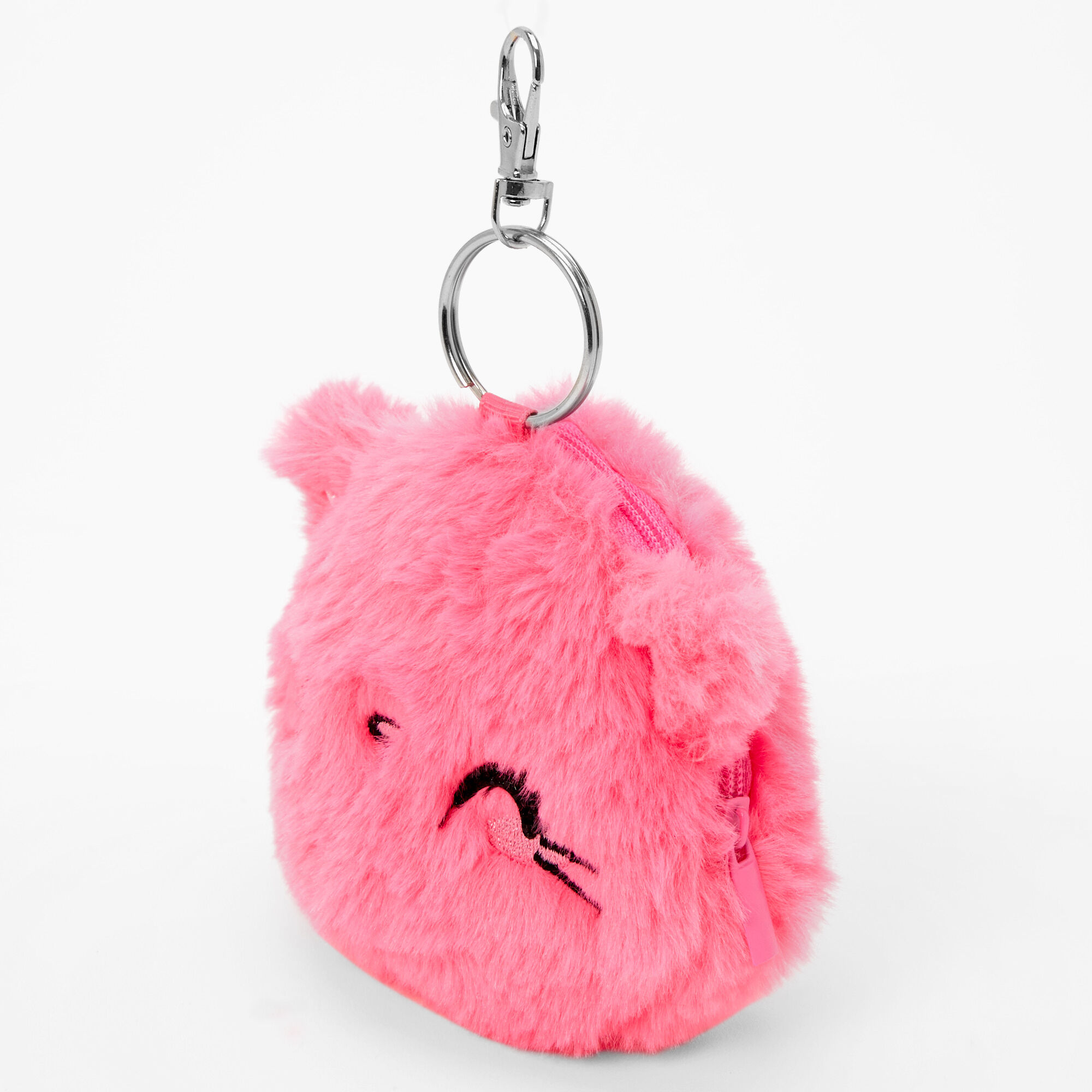 Claire's Pochette porte-clés chaton en fausse fourrure - Rose