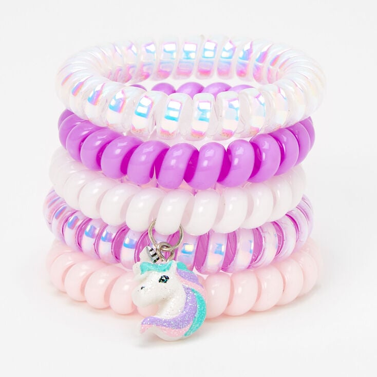 Claire&#39;s Club Unicorn Coil Bracelets - Lilac, 5 Pack,