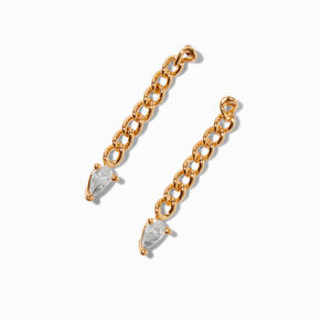 C LUXE by Claire&#39;s 18kt Gold Plated Cubic Zirconia Cuban Link Drop Earrings,