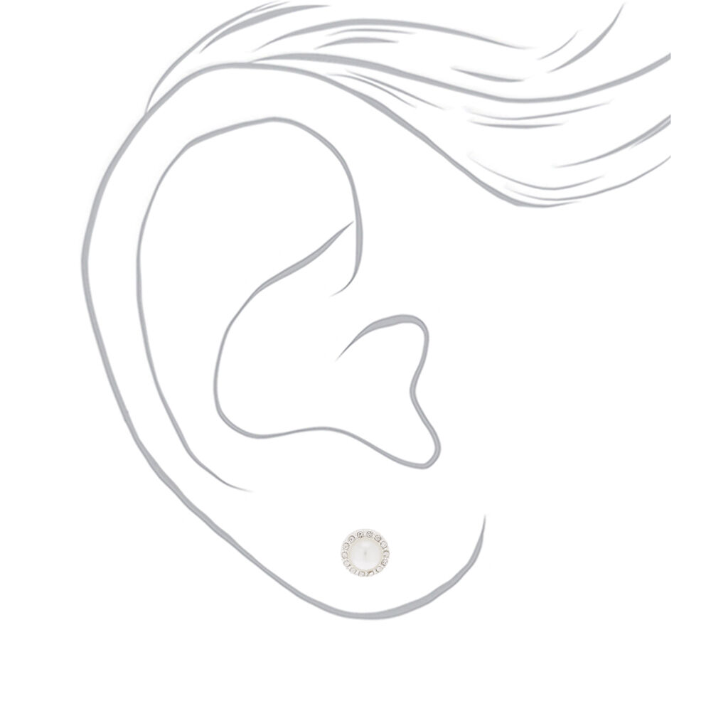 Pearl & Crystal Stud Earrings,