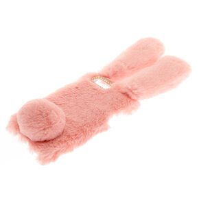 Coque de portable lapin en fausse fourrure rose - Compatible avec iPhone 6/7/8/SE,