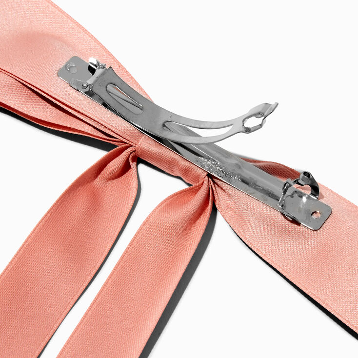 Barrette &agrave; n&oelig;ud &agrave; pans extra longs rose tendre,