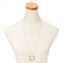 Gold Orbit Horseshoe Long Pendant Necklace,