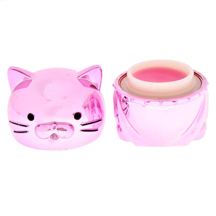 Gloss parfum&eacute; &agrave; la limonade en forme de chat rose m&eacute;tallique,