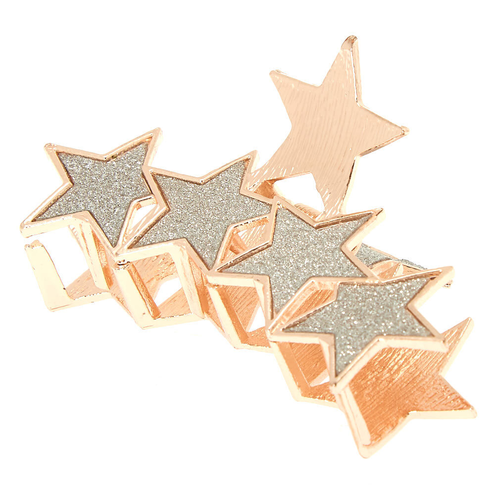Rose Gold Glitter Star Hair Claw - Silver,