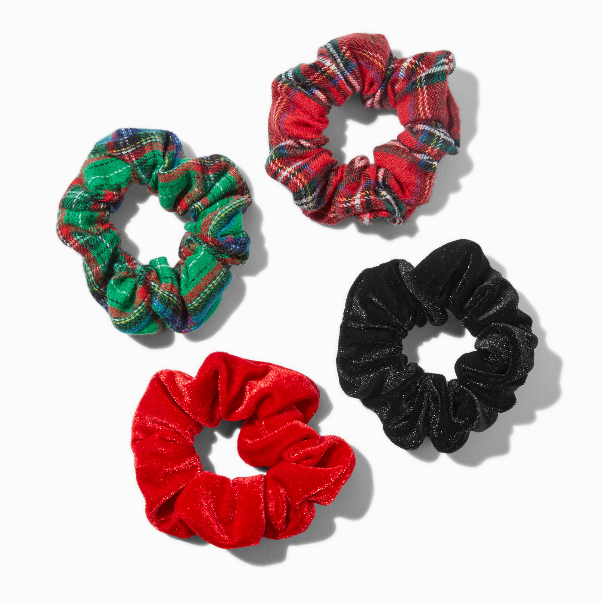 Mixed Holiday Plaid Scrunchies - 4 Pack ,