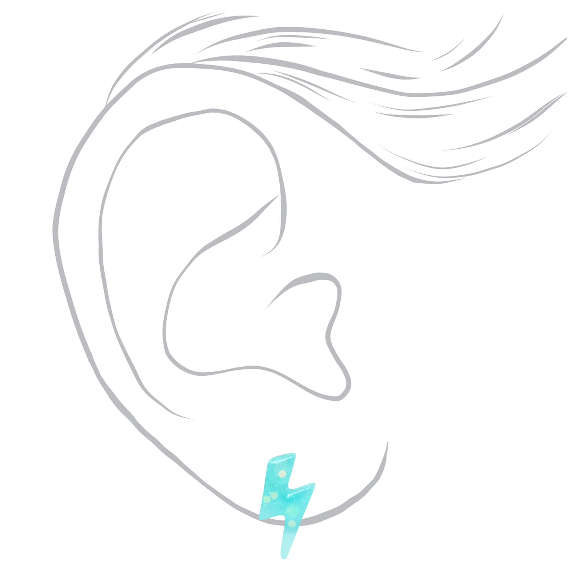 Glow In the Dark Lightning Bolt Stud Earrings - Blue,