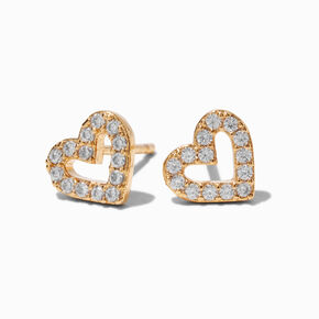 C LUXE by Claire&#39;s 18kt Gold Plated Cubic Zirconia Pav&eacute; Open Heart Stud Earrings,