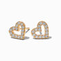 C LUXE by Claire&#39;s 18kt Gold Plated Cubic Zirconia Pav&eacute; Open Heart Stud Earrings,