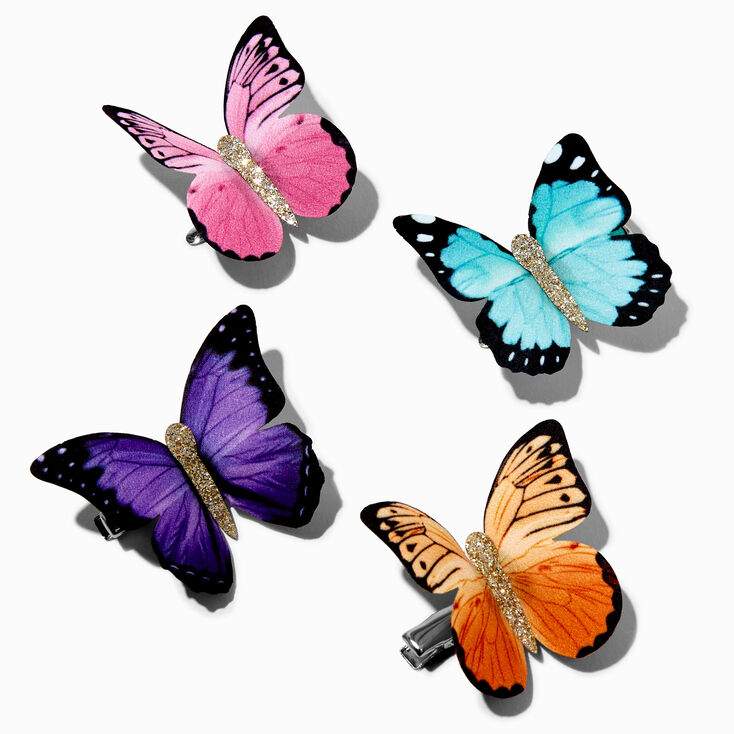Glitter Butterfly Hair Clips - 4 Pack