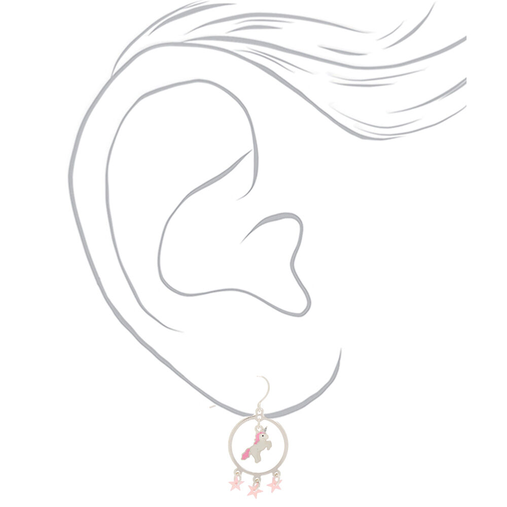 2" Unicorn Star Circle Drop Earrings,