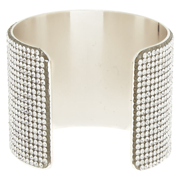 Silver Rhinestone Wide Cuff Bracelet,