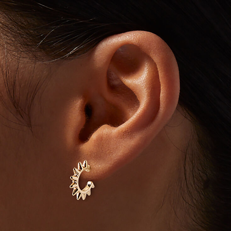 Gold-tone Spikey Cross Earring Stackables Set - 3 Pack,