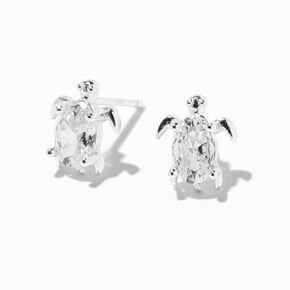 Clous d&rsquo;oreilles tortue en argent et zircon cubique,