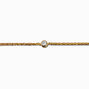 Gold-tone Cubic Zirconia Bezel Laser Cut Chain Bracelet,