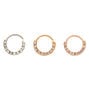 Mixed Metal 20G Mini Crystal Cartilage Hoop Earrings - 3 Pack,